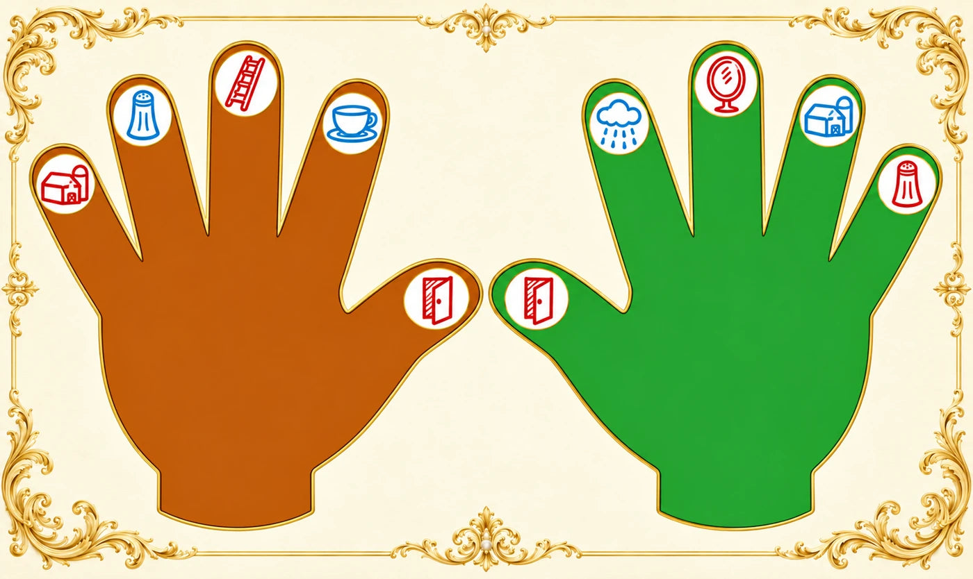 Hands with English note symbols for exploring finger movements