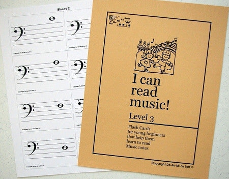 Music Note Flash Cards - Level 3  ENGLISH (downloadable)
