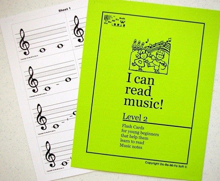 Music Note Flash Cards - Level 2  ENGLISH (downloadable)