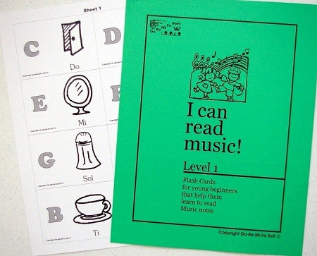 Music Note Flash Cards - Level 1  ENGLISH (downloadable)
